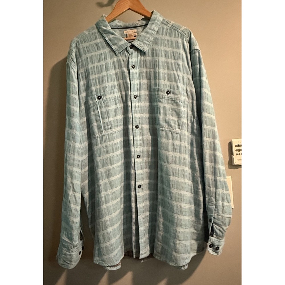 Carbon‎ 2 Cobalt Shirt Textured Cotton Button Up long sleeve Men's XXL